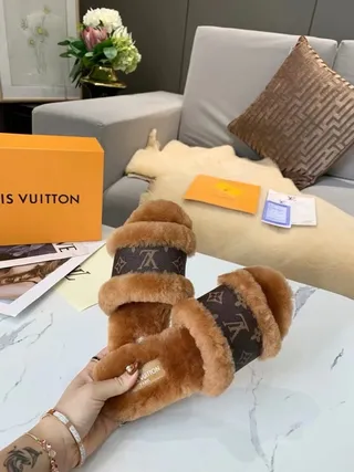 Louis Vuitton Monogram Canvas Shearling Slide Slippers 4