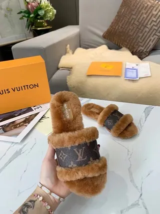 Louis Vuitton Monogram Canvas Shearling Slide Slippers 5