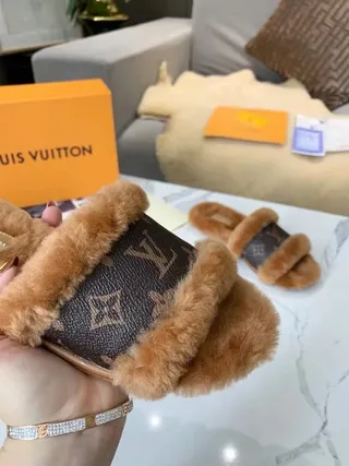 Louis Vuitton Monogram Canvas Shearling Slide Slippers 7