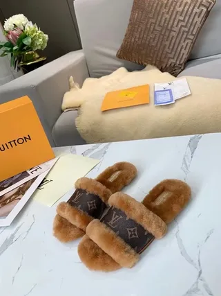 Louis Vuitton Monogram Canvas Shearling Slide Slippers 8