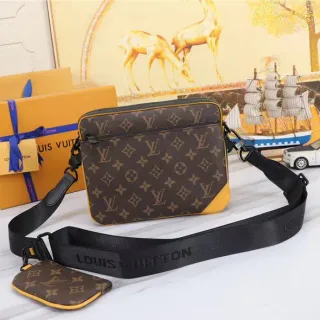 Louis Vuitton Monogram Canvas Yellow Trim Messenger Bag