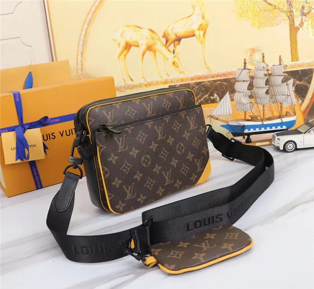 Louis Vuitton Monogram Canvas Yellow Trim Messenger Bag 9