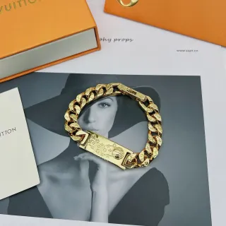 Louis Vuitton Monogram Chain Gold-Tone Curb Link Bracelet
