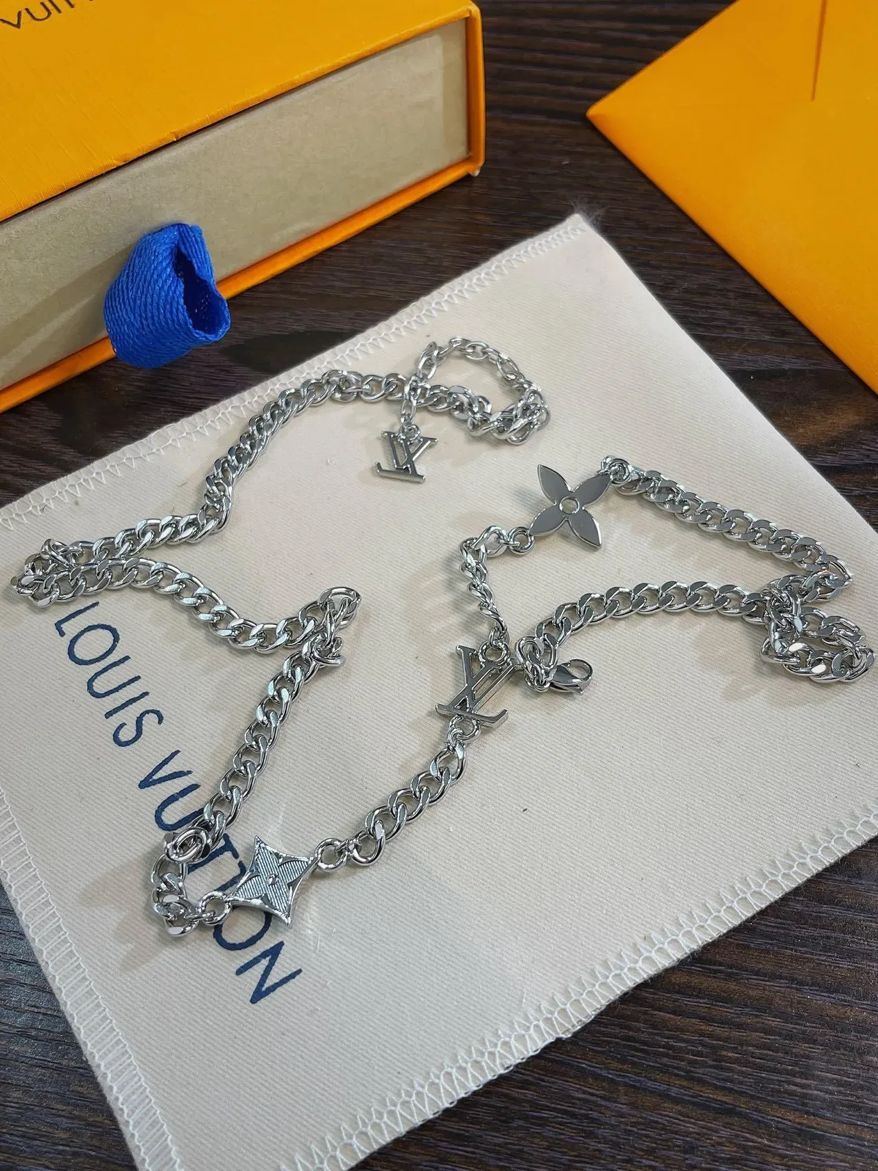 Louis Vuitton Monogram Chain Silver-Tone Necklace 5