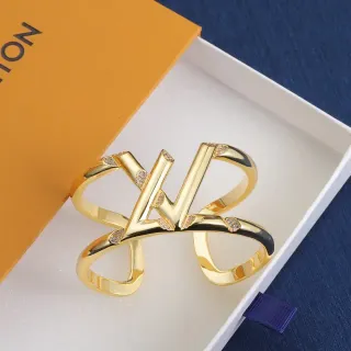 Louis Vuitton Monogram Cuff Pulsera Oro Pavé Cristal