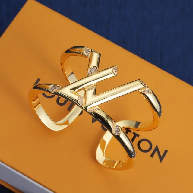 Louis Vuitton Monogram Cuff Gold-Tone Pavé Crystal Bracelet 3