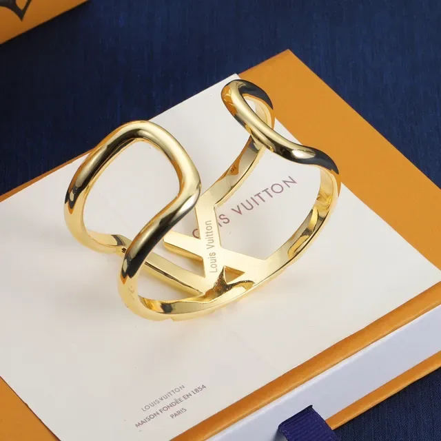 Louis Vuitton Monogram Cuff Gold-Tone Pavé Crystal Bracelet 4