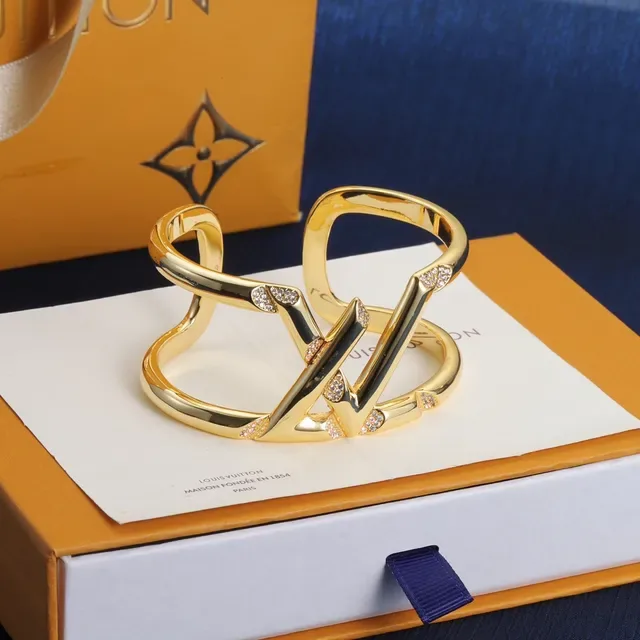 Louis Vuitton Monogram Cuff Gold-Tone Pavé Crystal Bracelet 6