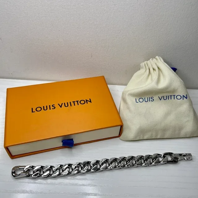 Louis Vuitton Monogram Curb-Link Silver Bracelet 2