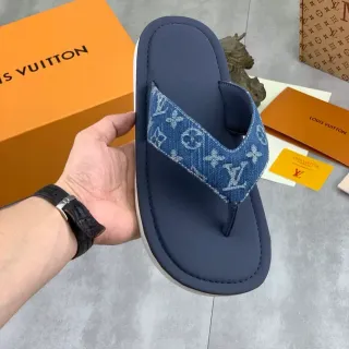 Louis Vuitton Monogram Denim Navy Slippers