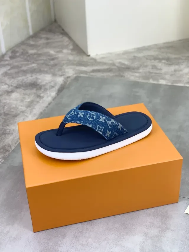 Louis Vuitton Monogram Denim Navy Slippers 5