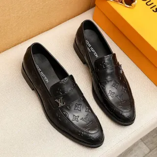 Louis Vuitton Monogram Embossed Leather Penny Loafers