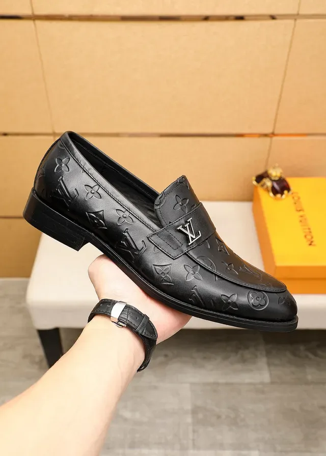 Louis Vuitton Monogram Embossed Leather Penny Loafers 9
