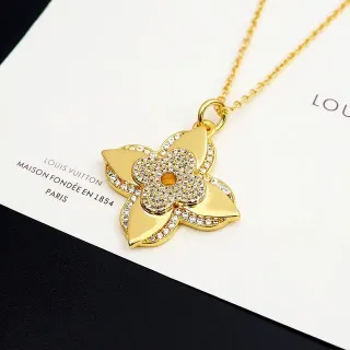 Louis Vuitton Monogram Flower Gold-Tone Pavé Crystal Necklace