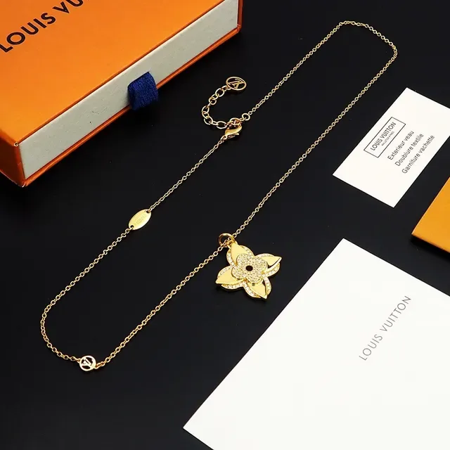 Louis Vuitton Monogram Flor Gold-Tone Pavé Cristal Colar 2