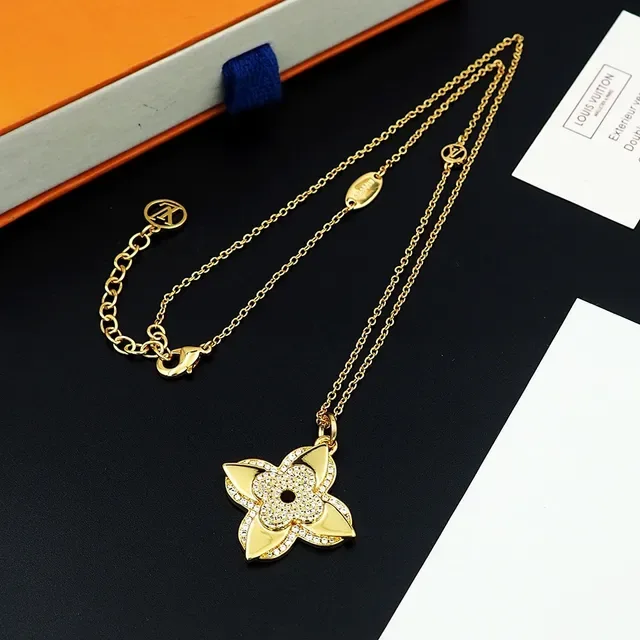Louis Vuitton Monogram Flor Gold-Tone Pavé Cristal Colar 5