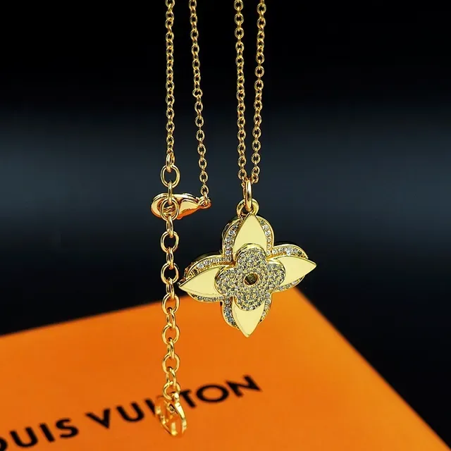 Louis Vuitton Monogram Flor Gold-Tone Pavé Cristal Colar 6