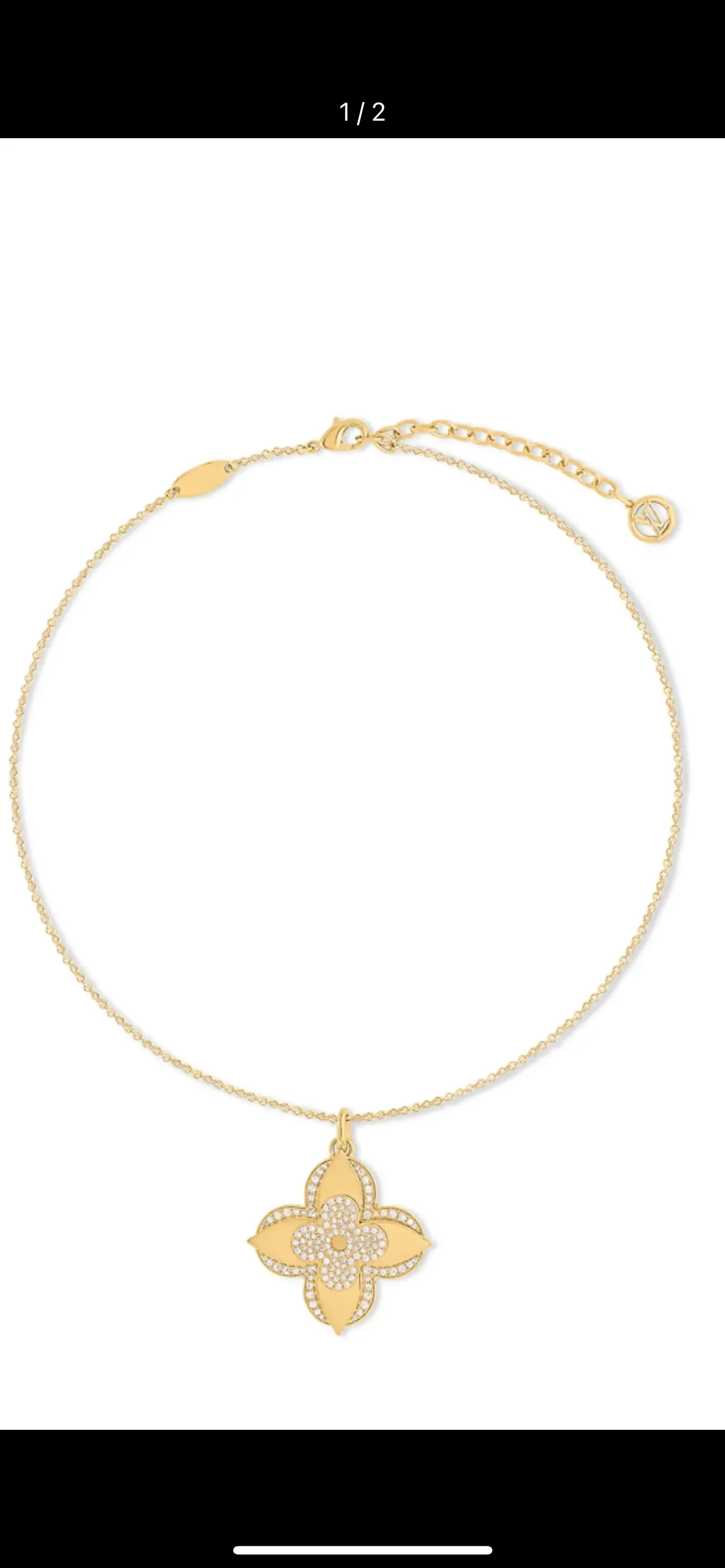 Louis Vuitton Monogram Flor Gold-Tone Pavé Cristal Colar 11
