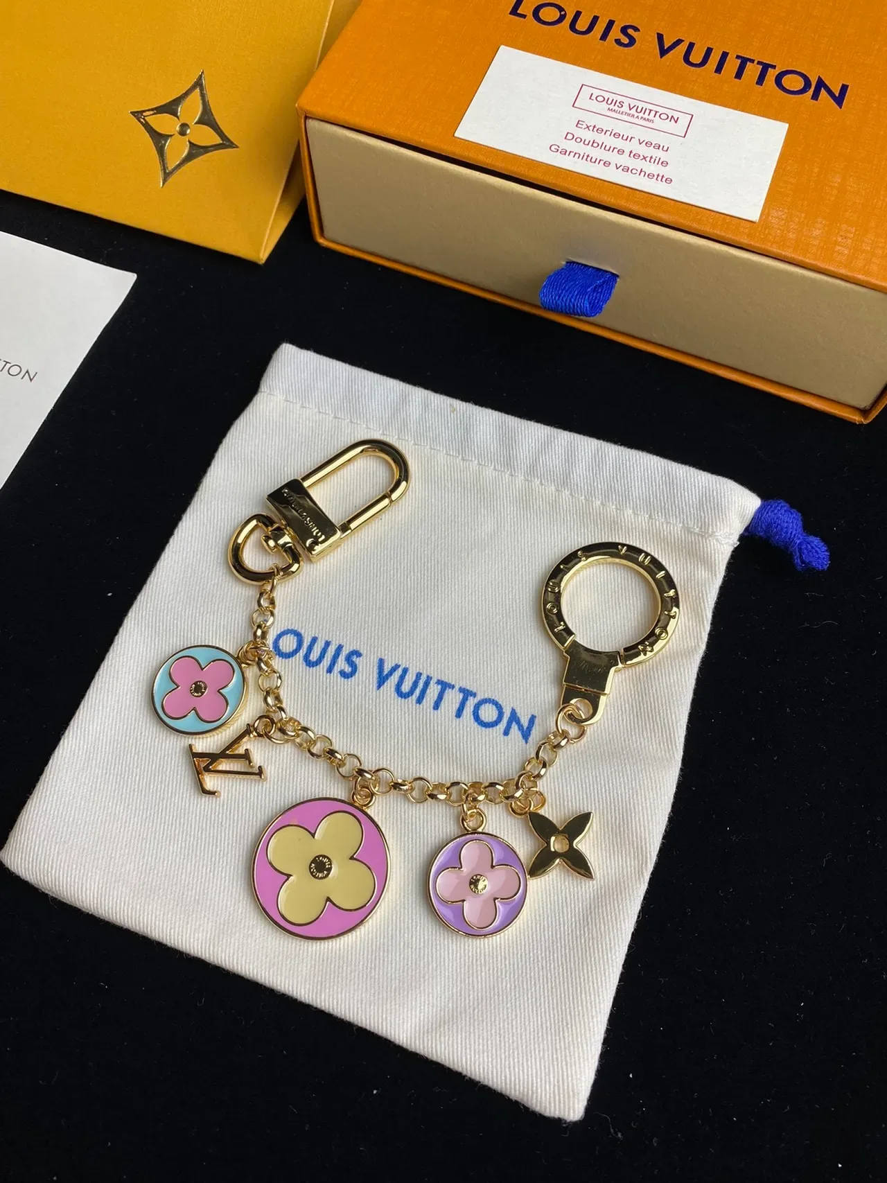Louis Vuitton Monogram Flower Multi-Charm Gold-Tone Bracelet 3