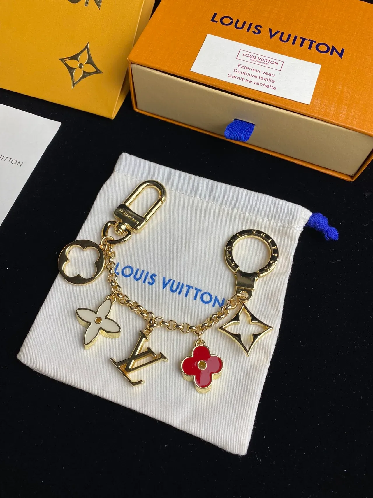 Louis Vuitton Monogram Flower Multi-Charm Gold-Tone Bracelet 7