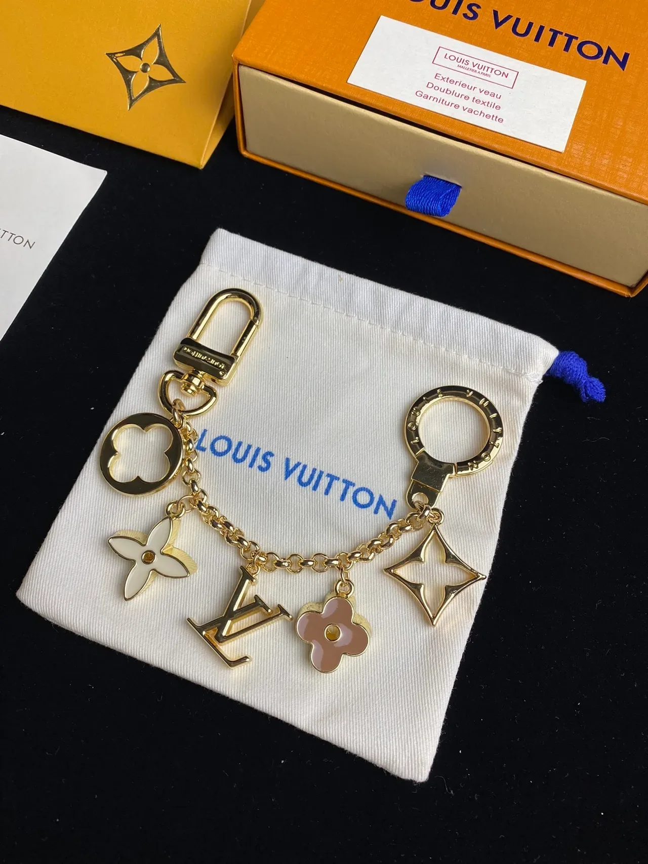 Louis Vuitton Monogram Flower Multi-Charm Gold-Tone Bracelet 8