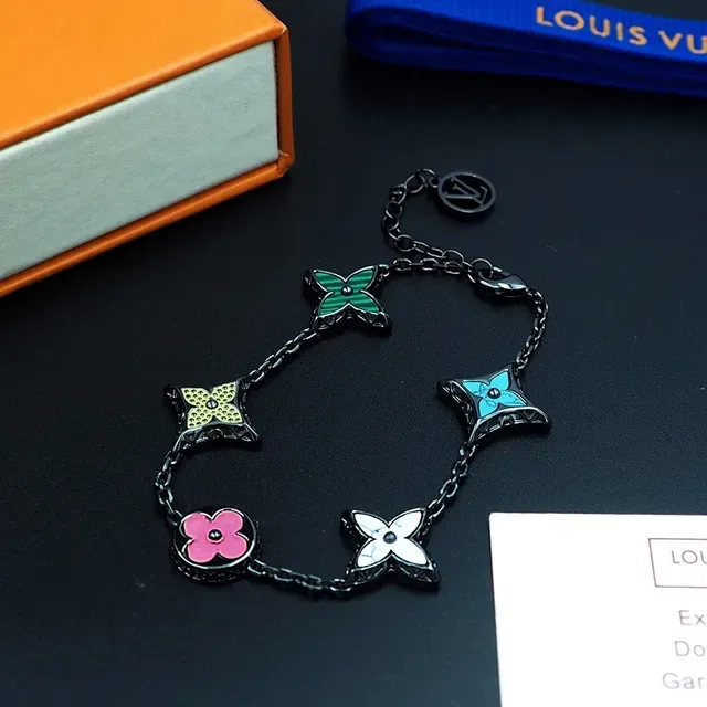 Louis Vuitton Monogram Flowers Enamel Floral Charm Bracelet 6