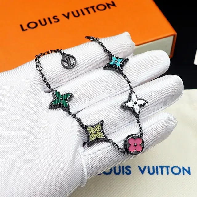 Louis Vuitton Monogram Flowers Enamel Floral Charm Bracelet 9
