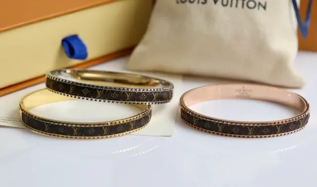 Louis Vuitton Monogram Leather Bangle Bracelet 7