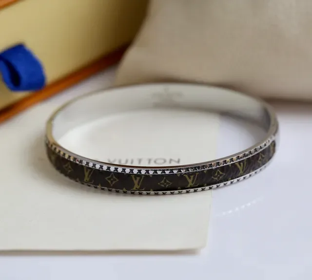 Louis Vuitton Monogram Leather Bangle Bracelet 9