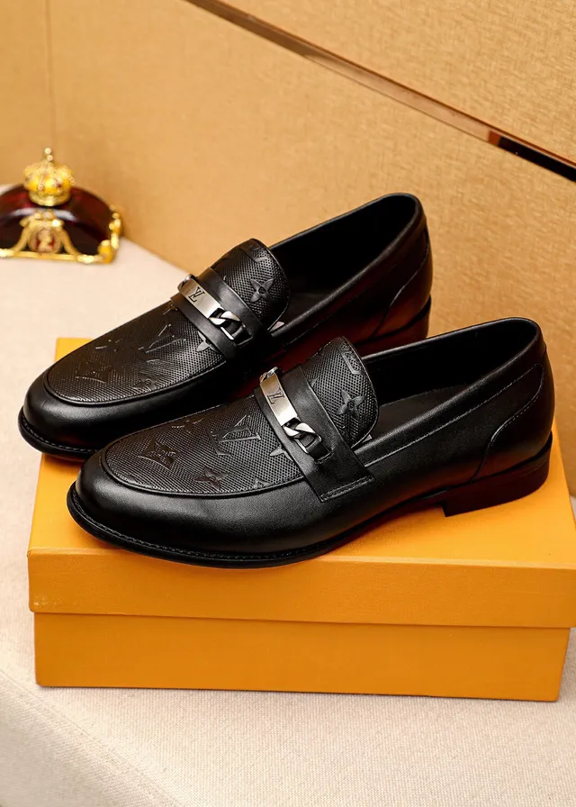 Louis Vuitton Monogram Loafer Black Leather Metal Strap Loafers 2
