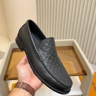 Louis Vuitton Monogram Loafer Black Leather Slip-On Loafers
