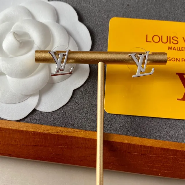 Louis Vuitton Monogram Logo Stud Earrings 6