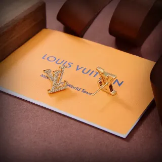 Louis Vuitton Monogram Pavé Crystal Stud Gold Transparent Earrings