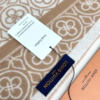 Louis Vuitton Monogram-Print Beige-on-Cream Woven Shawl