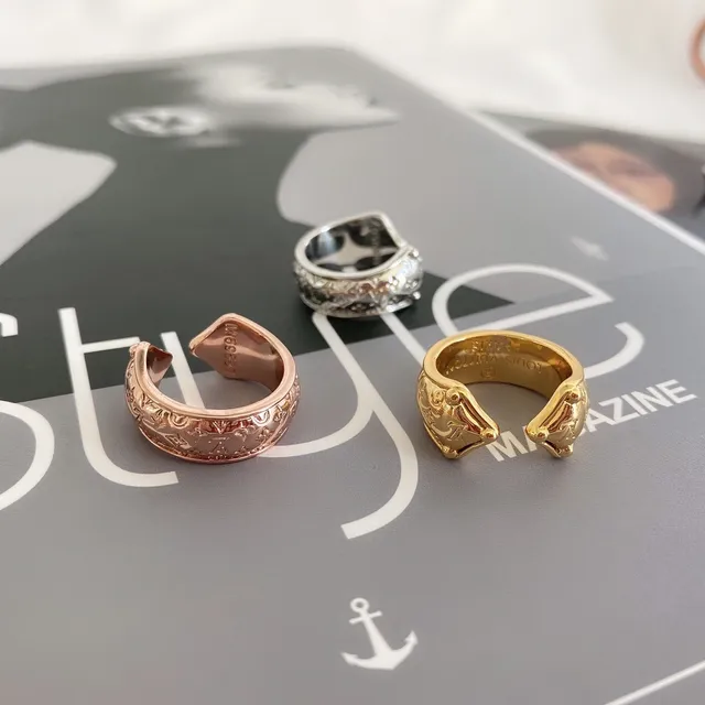 Louis Vuitton Monogram Ring Gold Open-Adjustable Ring 6