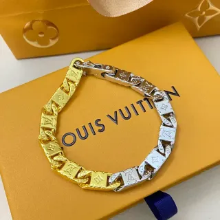 Louis Vuitton Monogram Two-Tone Gold and Silver Curb-Link Bracelet