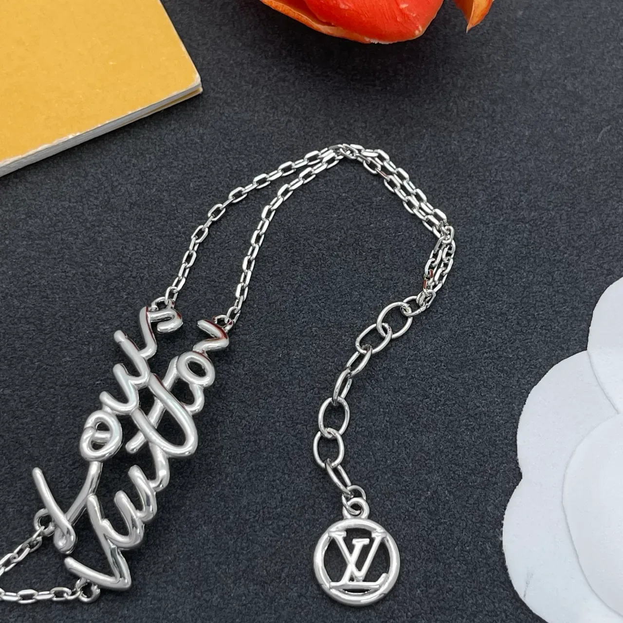Louis Vuitton Monogram World Tour Script Pendant Silver Bracelet 4