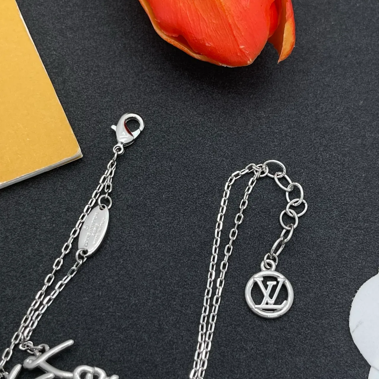 Louis Vuitton Monogram World Tour Script Pendant Silver Bracelet 5