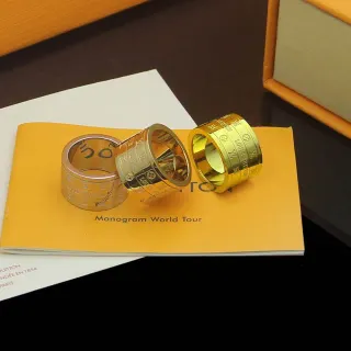 Louis Vuitton Monogram World Tour Wide-Band Engraved Rings