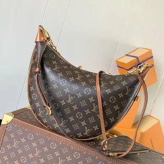 Louis Vuitton Moon Crescent Silhouette Monogram Brown Beige Chain Bag
