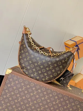 Louis Vuitton Moon Crescent Silhouette Monogram Brown Beige Chain Bag 2