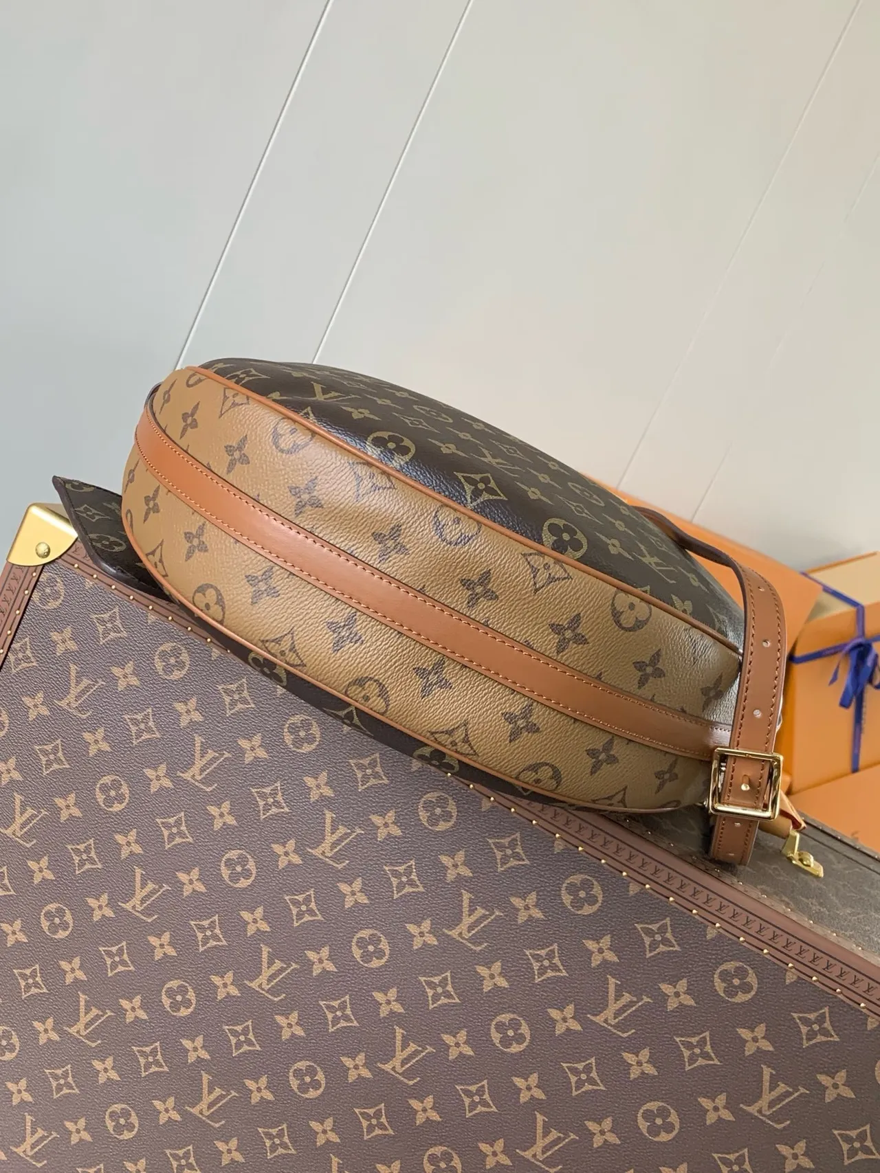 Louis Vuitton Moon Crescent Silhouette Monogram Brown Beige Chain Bag 6