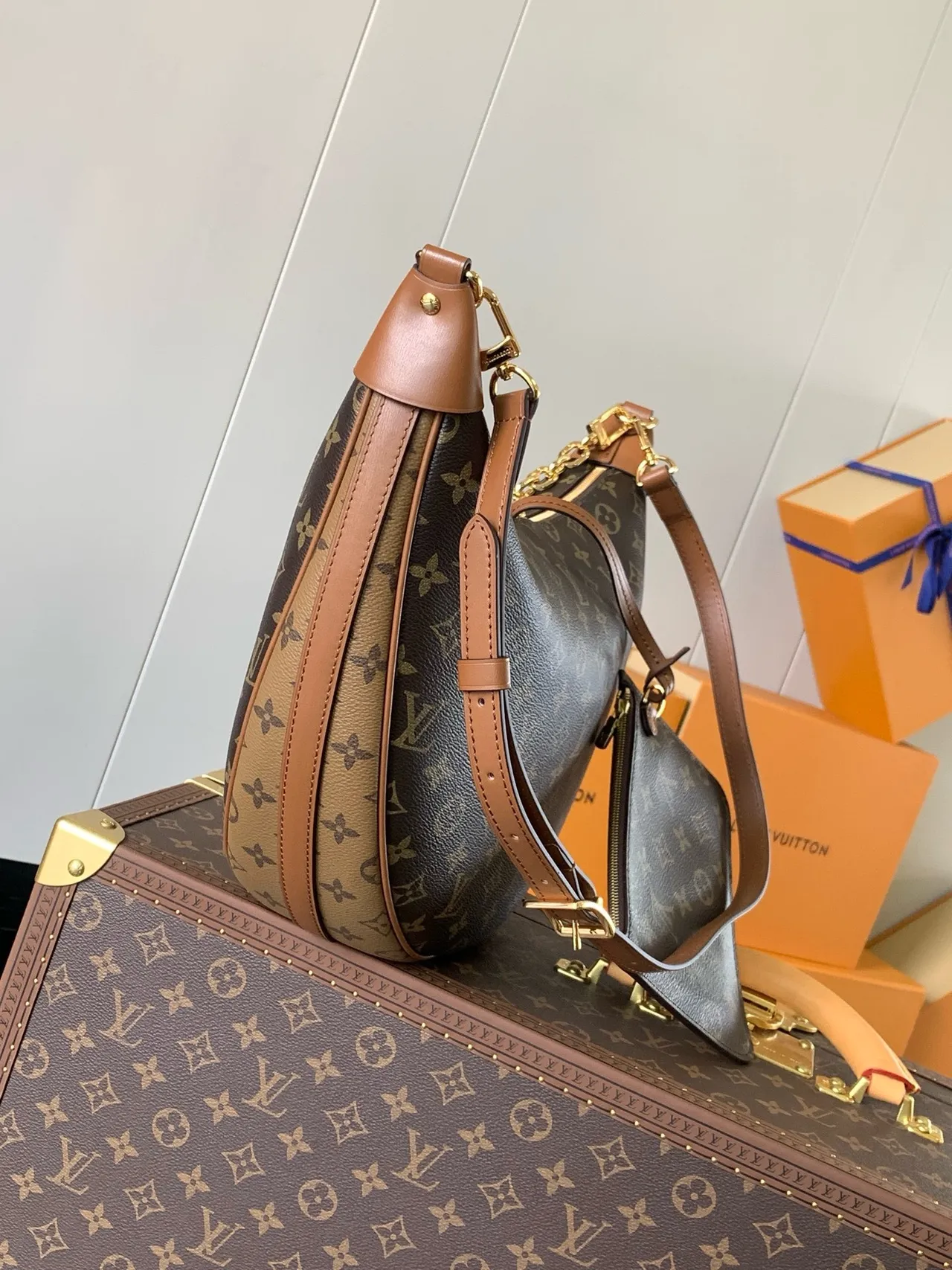 Louis Vuitton Moon Crescent Silhouette Monogram Brown Beige Chain Bag 7