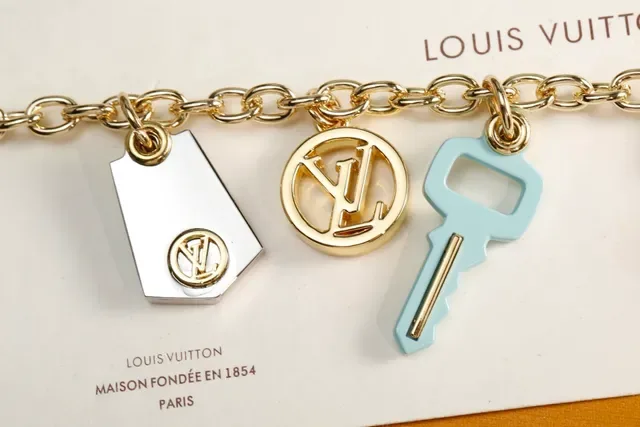 Louis Vuitton Multi-Charm Bracelet Gold Pink Chain Bracelet 3