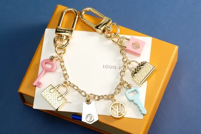 Louis Vuitton Multi-Charm Bracelet Gold Pink Chain Bracelet 5