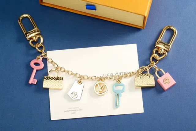 Louis Vuitton Multi-Charm Bracelet Gold Pink Chain Bracelet 7