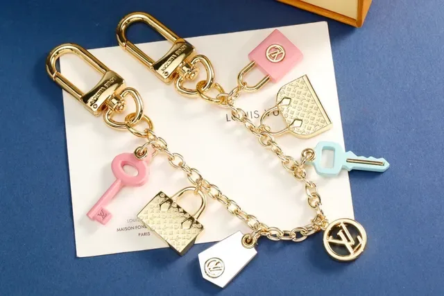 Louis Vuitton Multi-Charm Bracelet Gold Pink Chain Bracelet 8