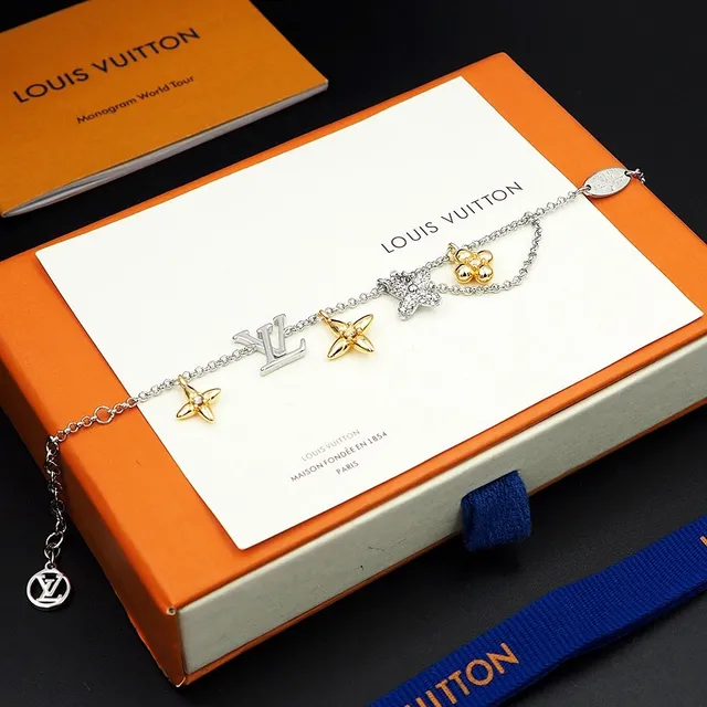 Louis Vuitton Multi Charms Two-Tone Flower and Monogram Bracelet 4