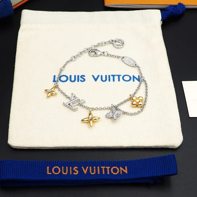 Louis Vuitton Multi Charms Two-Tone Flower and Monogram Bracelet 6