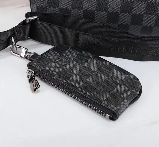 Louis Vuitton Multi Pochette Accessoires Black Gray Damier Graphite Checkered Canvas Zip-Top Closure Crossbody Bag 4